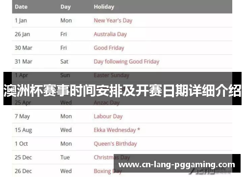 澳洲杯赛事时间安排及开赛日期详细介绍